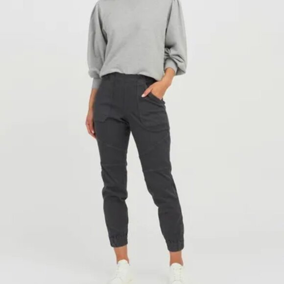 SPANX Stretch Twill Cargo Jogger Washed Black Gray Pull On Boho SMALL #20319R - Picture 1 of 15